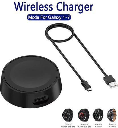 Samsung Smartwatch Ladekabel mit USB-C Anschluss in Schwarz für Galaxy Watch 7 6 Classic Pro 4 3 Active 2 1 Schnelles Ladedock