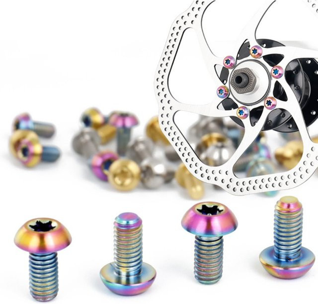 12 Stück Ti-meda Tech Titanschrauben M5 x 10 mm und 12 mm in Silber für Fahrrad Scheibenbremsen und Flaschenhalter - Bild 1