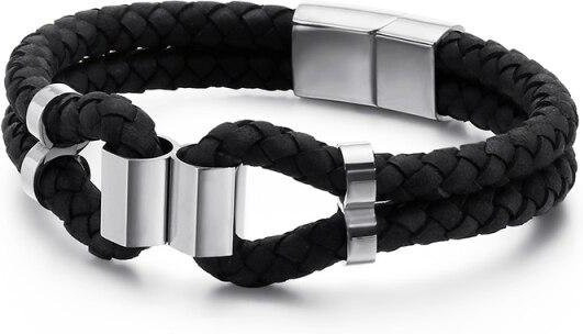Armband Allbestart, Edelstahl, Leder, Gold Farbe, Herren, 21,5 cm - Bild 1