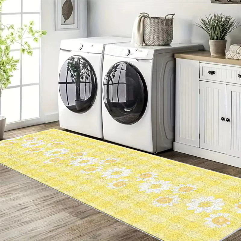 VIKAMA Küchenteppich mit Gänseblümchenmuster in Gelb, rechteckig, ideal für Küche, Flur oder Schlafzimmer - Bild 2