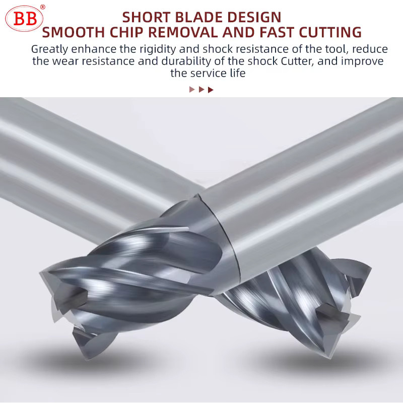 BB Schaftfräser aus Vollhartmetall mit kurzer Schnittlänge für Aluminium, Stahl und Metall, Farbe: Edelstahl, Durchmesser: 1–12 mm - Bild 3
