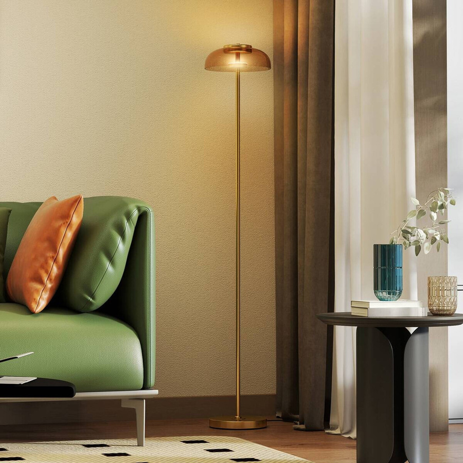 HOMCOM Stehleuchte modern in Gold/Messing aus Metall und Glas mit transparentem Schirm, B/T/H: 25 x 25 x 134 cm - Bild 3