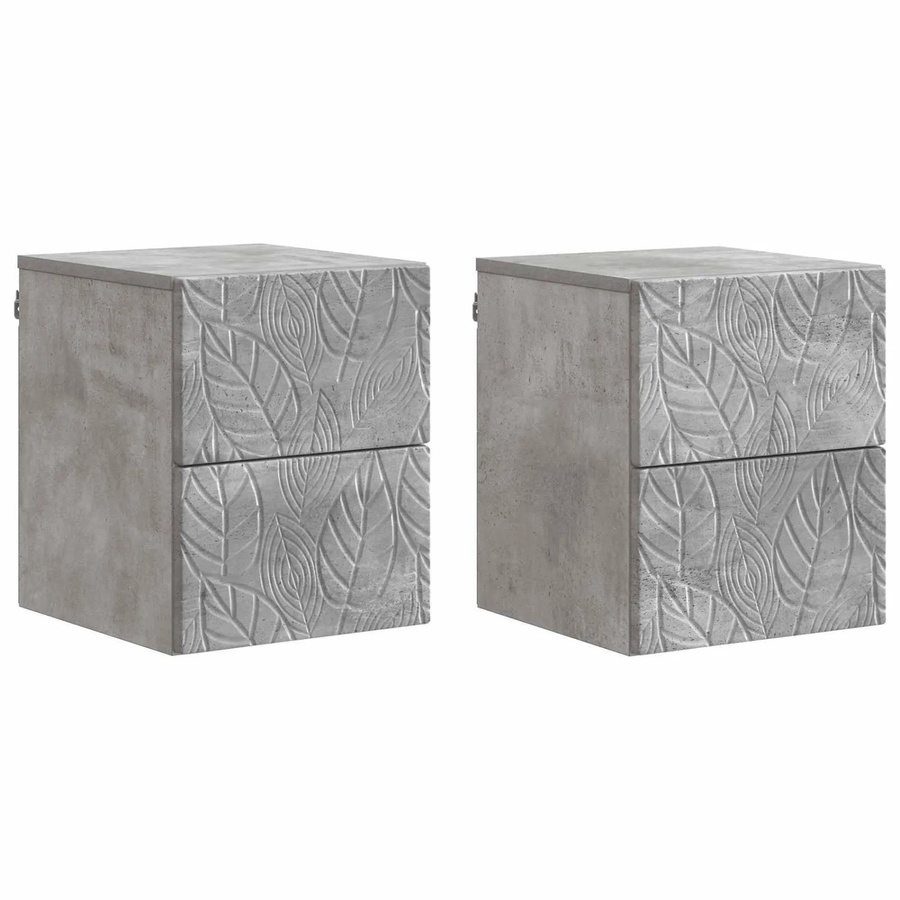 vidaXL Wandmontierter Nachttisch Set 2 Stück in Betongrau, modernes Design für dein Schlafzimmer, B/T/H: 34,5 x 33 x 40 cm - Bild 2