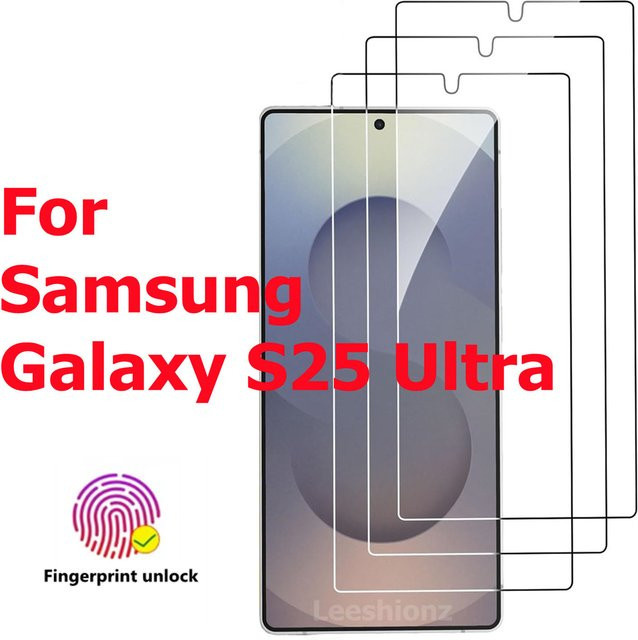 Samsung Galaxy S25 Ultra Schutzfolie aus gehärtetem Glas, transparent, kratzfest und blasenfrei mit Fingerabdruck-Entsperr-Funktion - Bild 1