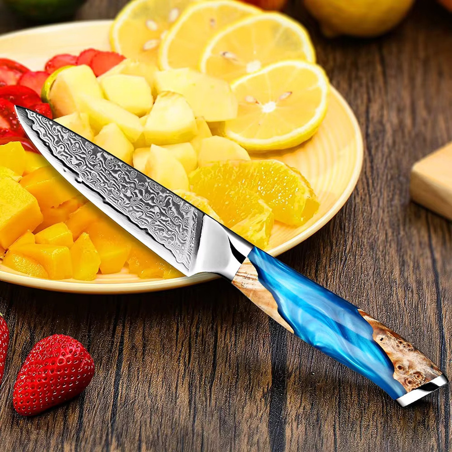 Xituo Japanisches Damaststahl Obstmesser mit blauem Holzgriff, 3,5 Zoll Paring Knife - Bild 5