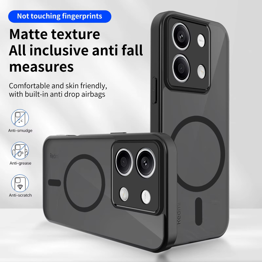 Stoßfeste Handyhülle für Xiaomi Redmi Note 13 Pro+ 5G in Schwarz mit mattem TPU-Rahmen und Unterstützung für kabelloses Laden - Bild 4