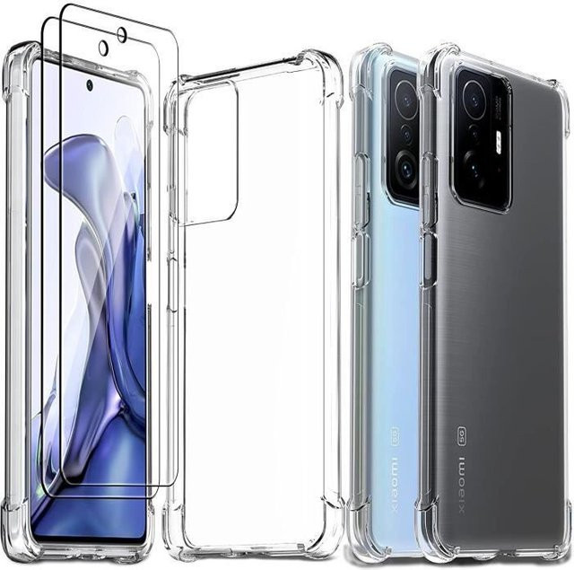 Advansia Schutzhüllen-Set für Xiaomi 11T aus Silikon und gehärtetem Glas, transparent, 3 Stück - Bild 1
