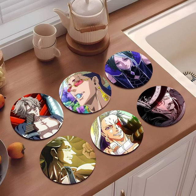 Record Of Ragnarok Anime Holzuntersetzer mit Farbdruck, runder Tassenuntersetzer in Multicolour für dein Zuhause oder den Schreibtisch - Bild 1