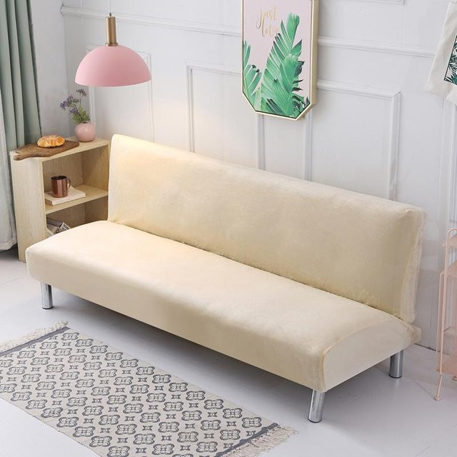 Elastischer Plüsch-Schlafsofa-Bezug aus Samt für armlose Futonsofas, Breite: 160 cm - Bild 1