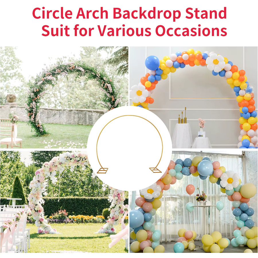 ELOOLE Metall-Hochzeitsbogen Rund in Gold als Ballonständer für Party-Dekorationen, B/H: 2,2 x 2 m oder 2,5 x 2,3 m - Bild 3