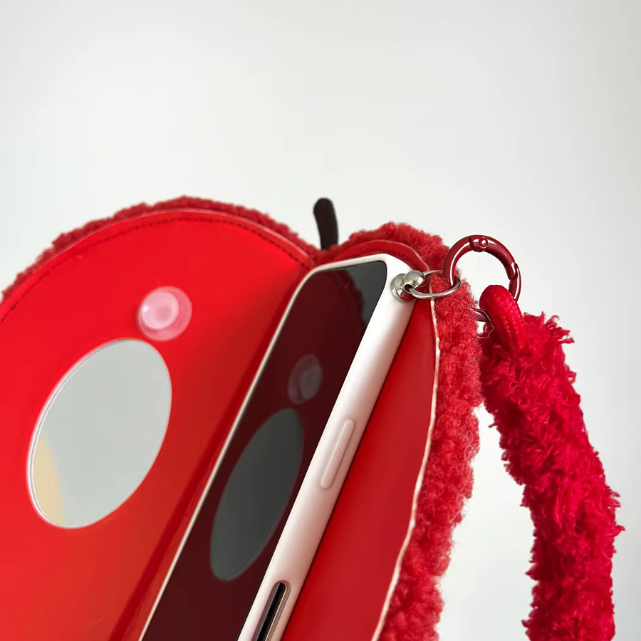 Sanrio Hello Kitty Plüsch Handyhülle mit Schleife und Handschlaufe in Rot für iPhone 17 16 15 14 Pro Max - Bild 3