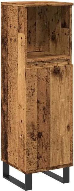 vidaXL Badschrank in Altholz-Optik mit Türen und Regalfächern in Braun, B/T/H: 30 x 30 x 100 cm - Bild 1