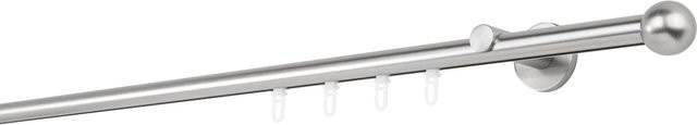 Ondeco Gardinenstange auf Maß mit Innenlauf 20mm Ball, 1-läufig, Wandmontage, Farbe: Edelstahl-Optik, Breite: 340 cm - Bild 1