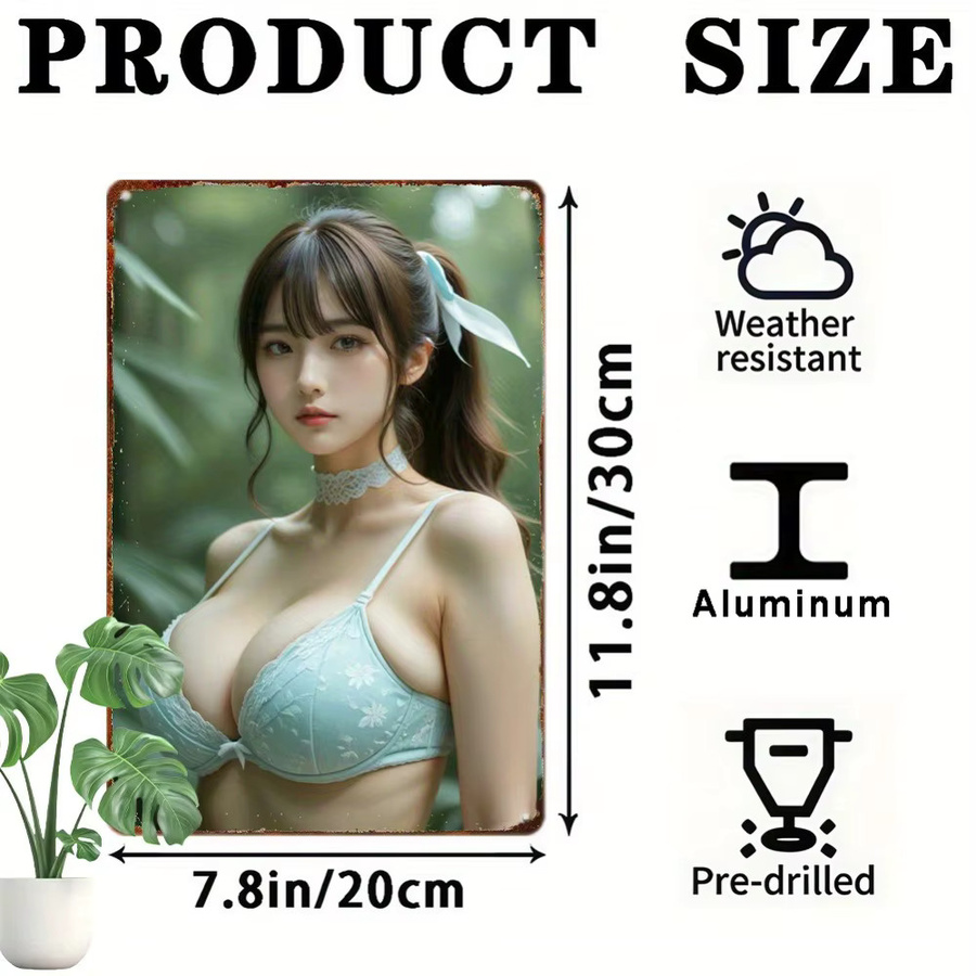 HELLOYOUNG Anime Girl Metall-Wandkunst mit Blumen-Motiv in Weiß und Multicolour, B/H: 20,3 x 30,5 cm - Bild 4
