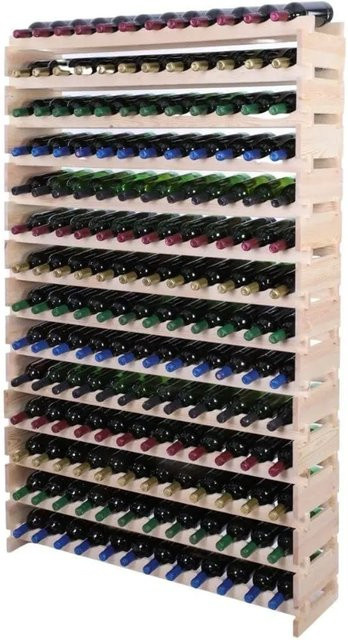 PROREGAL Weinregal VINOTECA FLEX aus massivem Kiefernholz, Natur unbehandelt, braun, H x B x T: 191 x 123 x 28 cm - Bild 1