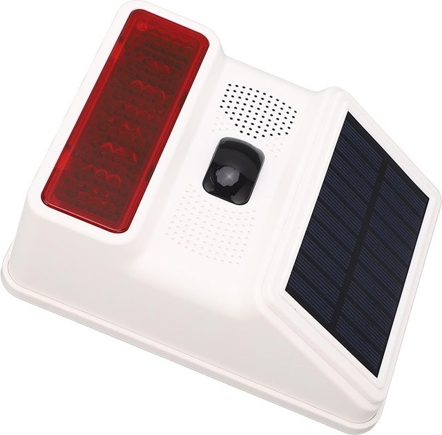 Sola Drahtloser Solar Infrarot Alarm mit 100dB Ton und Licht, IP65 Wasserdicht, 433MHz, Braun - Bild 1