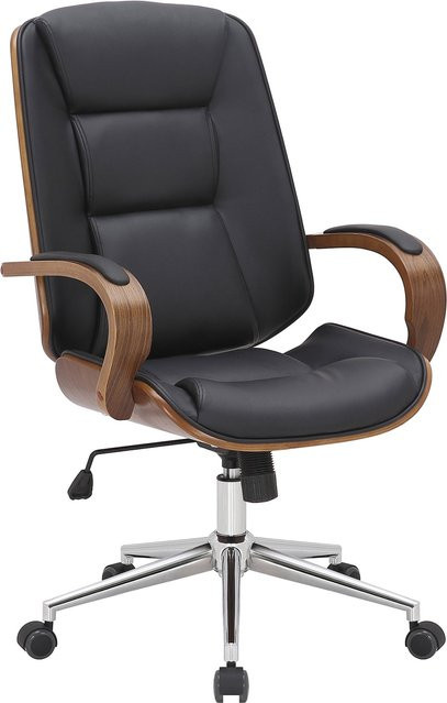 CLP Bürostuhl Yankton Chefsessel aus Kunstleder in Walnuss und Schwarz mit Chromgestell, B/T/H: 68 x 60 x 120 cm - Bild 1