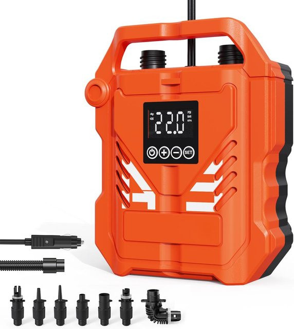 Aimo Hochdruck Paddle Board Pumpe Tragbarer 12V Elektrischer Luftkompressor Orange - Bild 1