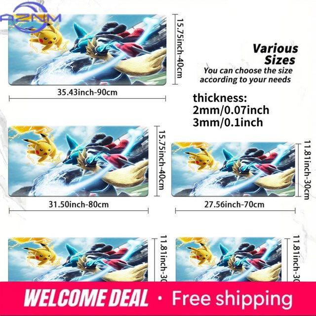 Potdemiel Pikachu Vs Lucario Battle TCG Spielmatte, Pokémon, Rutschfeste Waschbare Schreibtischunterlage - Bild 1