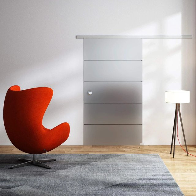 Dorma Glasschiebetür 4-Streifen Komplettset in Silber mit Muschelgriff und SoftClose, B/H: 102,5 x 205,0 cm - Bild 1