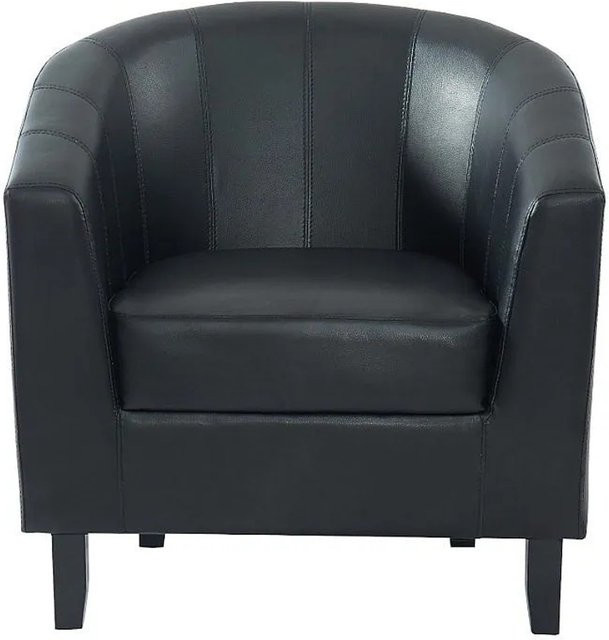 Vente-unique Sessel Cristobal mit gerader Rückenlehne und Armlehnen in Schwarz aus Kunstleder, Höhe: 78 cm - Bild 1