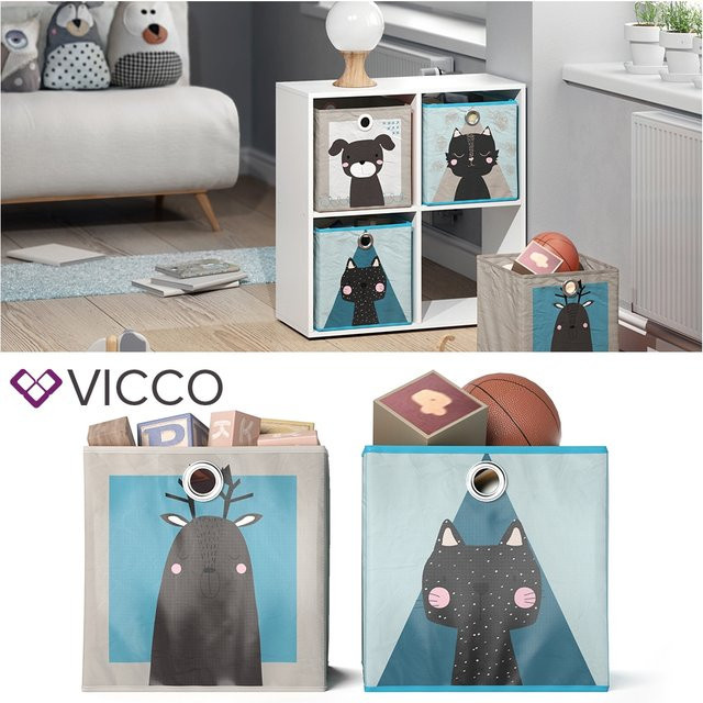 VICCO 2er Set Faltboxen aus Stoff in Multicolour, B/T/H: 30 x 30 x 30 cm - Bild 1