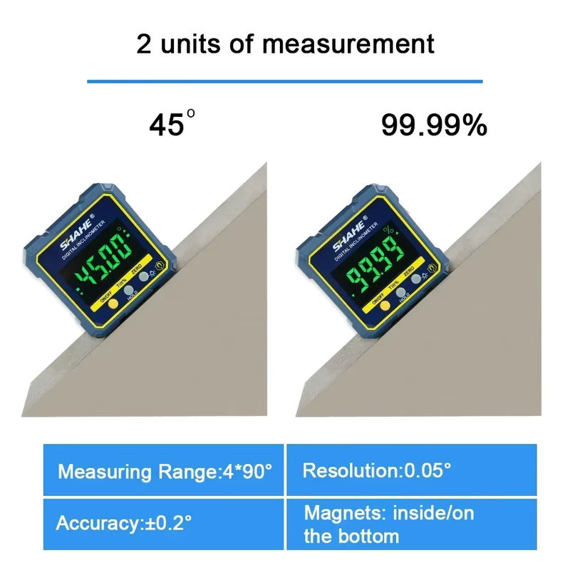 SHAHE Digitaler Winkelmesser mit magnetischer Basis und Hintergrundbeleuchtung als Neigungsmesser und Wasserwaage - Bild 4