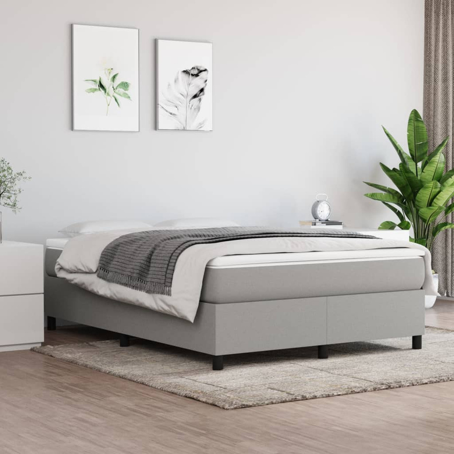 vidaXL Boxspringbett aus Stoff in Hellgrau, B/T: 140 x 190 cm - Bild 2