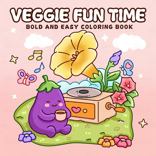 VEGGIE FUNTME Malbuch für Erwachsene mit einfachen Mustern in Multicolor - Bild 1