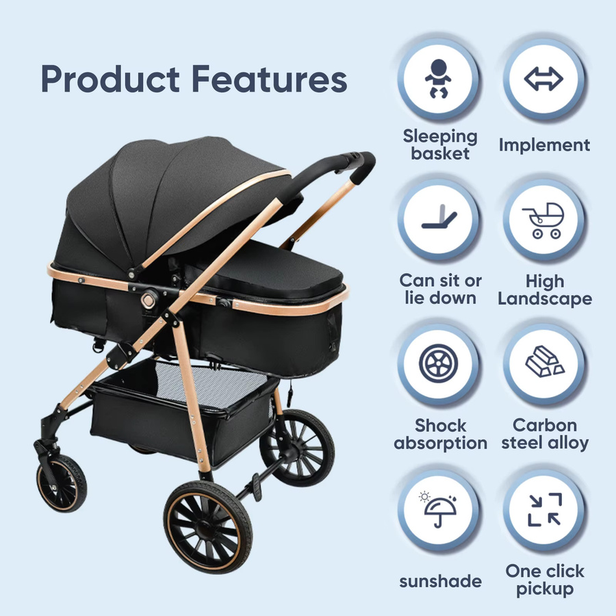 OWJHE Reisekinderwagen für Babys, leichter Klappkinderwagen in Schwarz - Bild 6