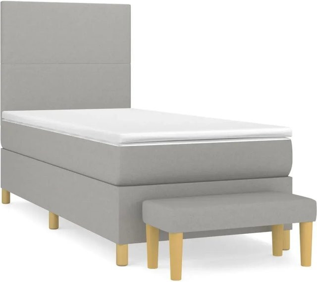 vidaXL Boxspringbett mit Matratze Hybrid-Design in Hellgrau, B/T/H: 100 x 200 x 118 cm - Bild 1