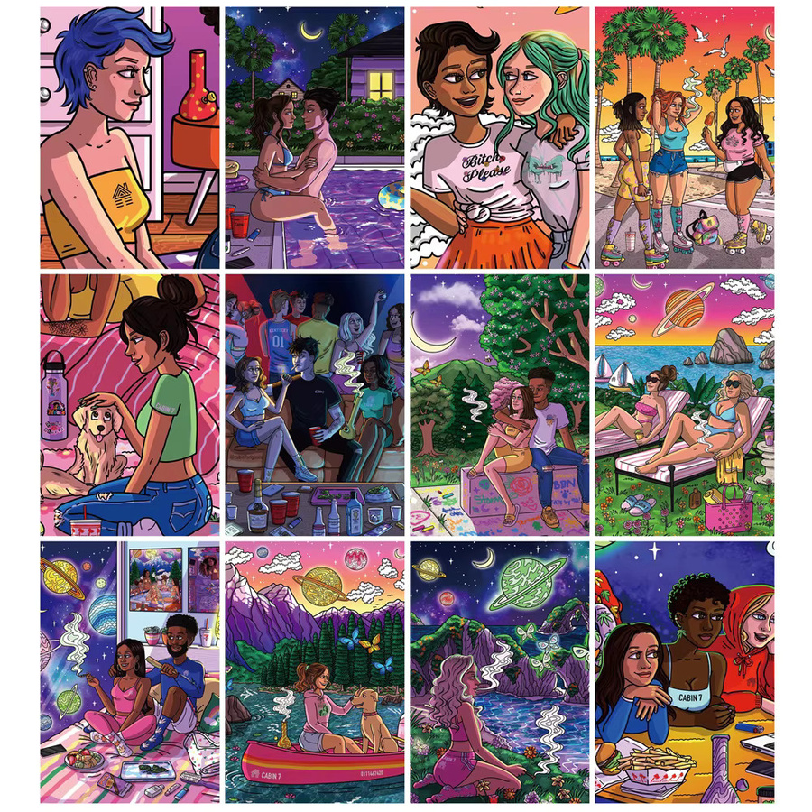 50 Stück Wasserfeste Sticker Set mit Coole Raucher-Kunst-Mädchen Motiven in Multicolour für Scrapbooking, Handy und Skateboard - Bild 3