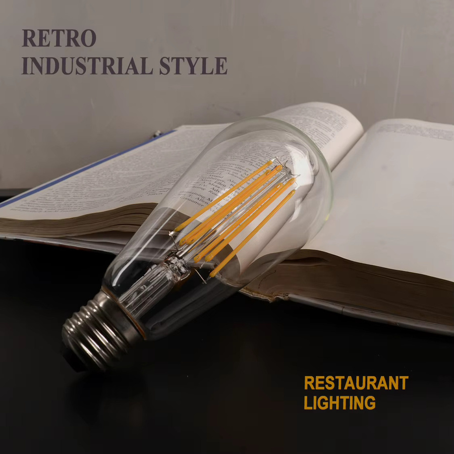BrandRetro Edison-Glühbirne ST64 Vintage Filament-Glühlampe E27 220V Warmweiß Transparent - Bild 3