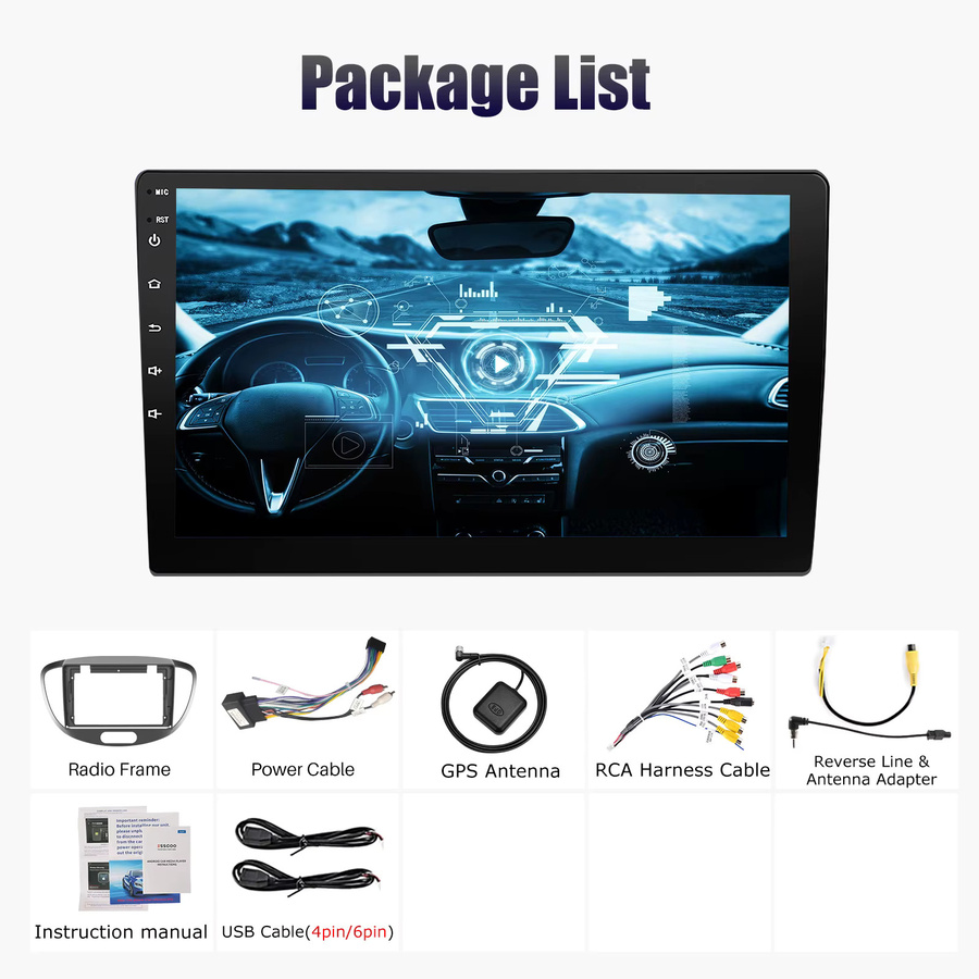 ESSGOO Android 14 Autoradio für Hyundai i10 2007–2013 mit 9 Zoll IPS-Touchscreen, Wireless CarPlay, Android Auto, GPS-Navigation, Bluetooth, WiFi und Lenkradsteuerung in Schwarz - Bild 5