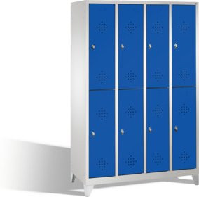 C+P Doppelstockspind Classic auf Füßen mit 8 Türen, Korpus Lichtgrau und Front Enzianblau, H: 185,0 cm, B: 119,0 cm, T: 50,0 cm - Bild 1