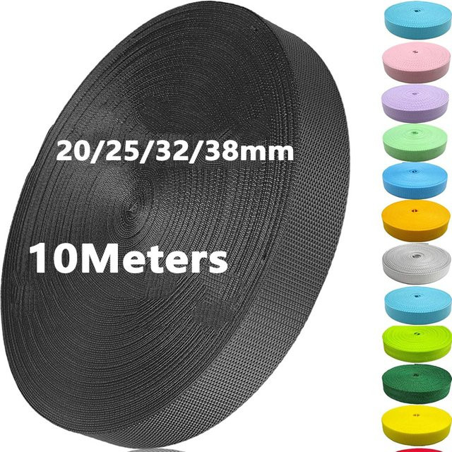 Meetee Polypropylen Gurtband aus Nylon für Riemen und Taschen, 10m Länge, Dicke: 1,1mm, Farben: Blau und Mehrfarbig - Bild 1