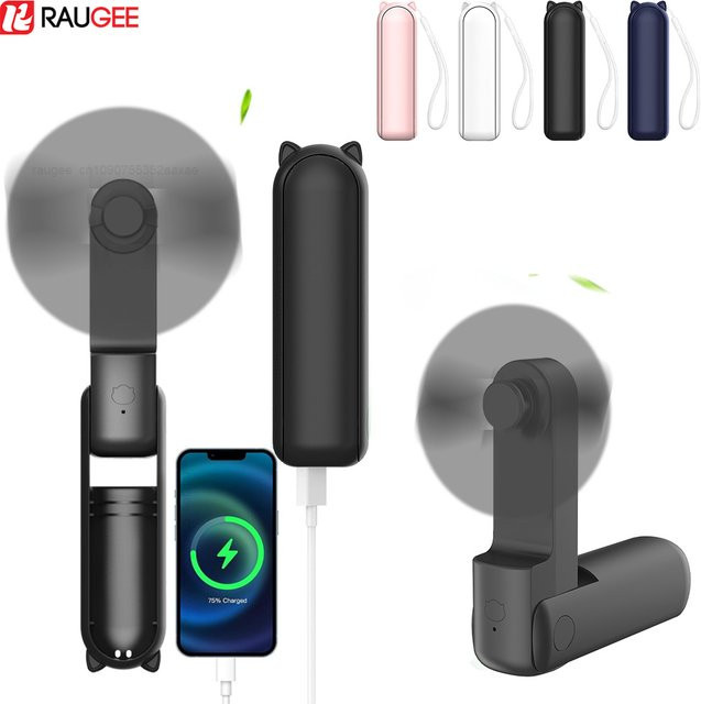 Tragbarer Mini-Handventilator von ragee in Blau mit 2000mAh Akku und Powerbank-Funktion, faltbarer 3-in-1 Taschenventilator mit 3 Geschwindigkeiten - Bild 1