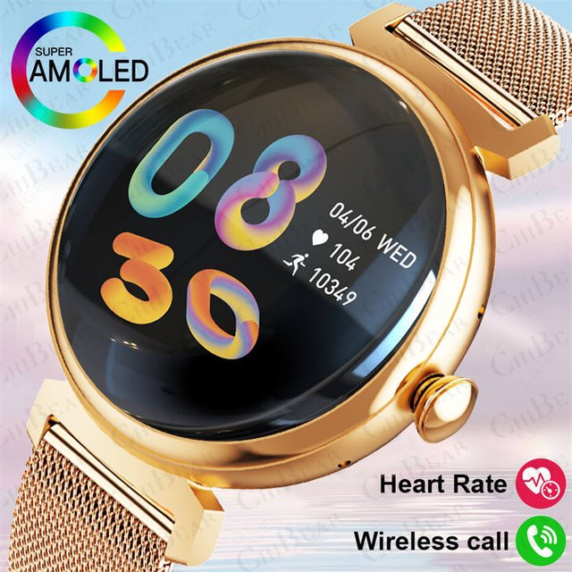 ChiBear Smartwatch, 1,04 Zoll, Leder, Gold, Damen - Bild 1
