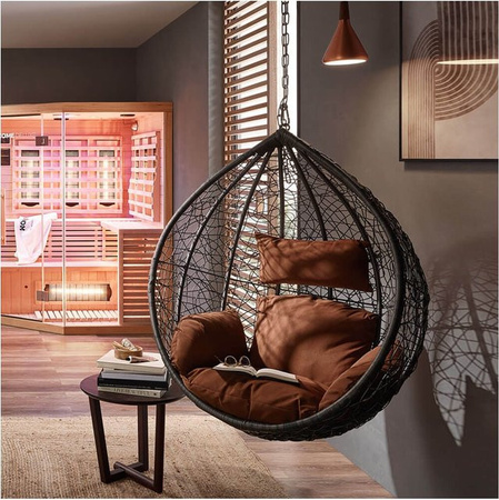 Home Deluxe Hängesessel Cielo aus Polyrattan in Grau und Braun mit Polstern