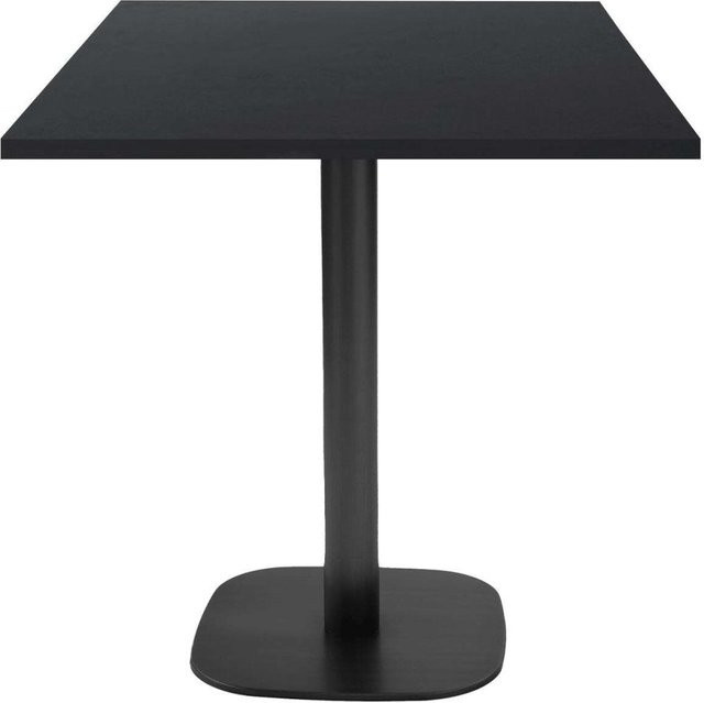 RestooTab Tisch Round quadratisch in Schwarz mit Stein- und Holzdekor, B/T/H: 70 x 70 x 75 cm - Bild 1