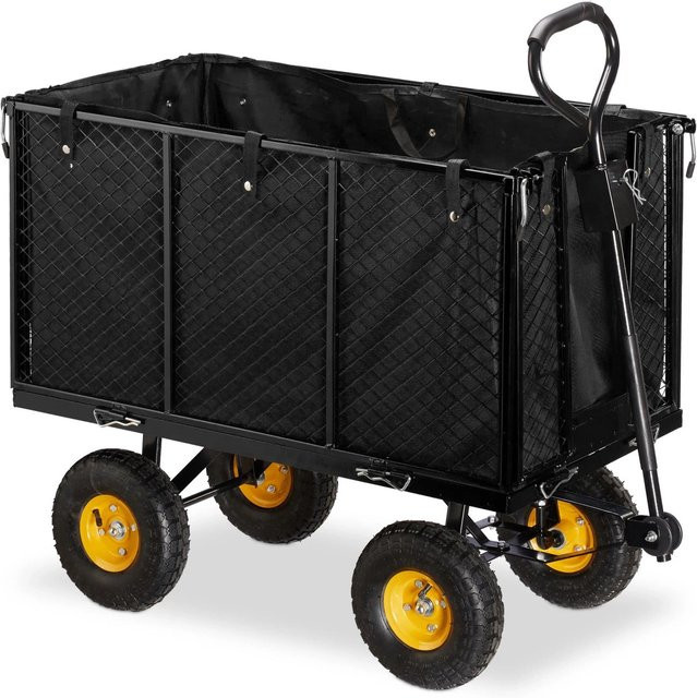 Relaxdays Bollerwagen aus Stahl in Schwarz, klappbar, B/T/H: 83 x 51 x 110 cm - Bild 1