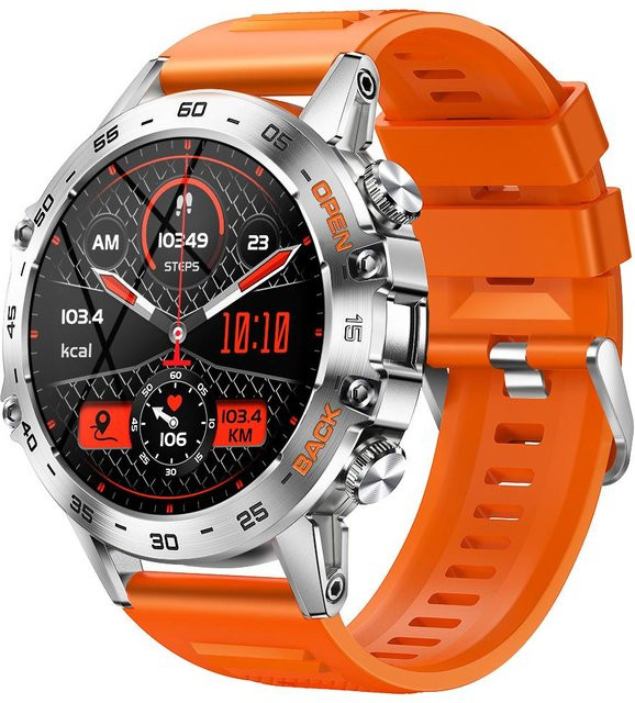 MELANDA Bluetooth Smartwatch für Sport und Fitness in Orange mit Herzfrequenzmessung, SpO2-Sensor, Schlafüberwachung und Telefonfunktion - Bild 1