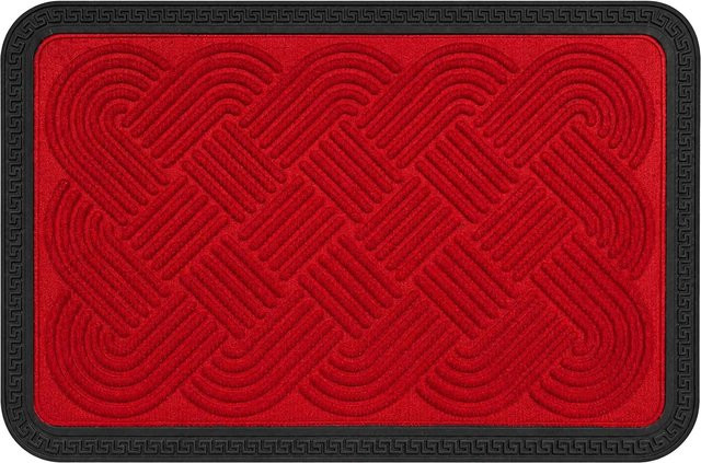 Relaxdays Fußmatte aus Polypropylen in Rot mit rutschfester Gummikante, B/T/H: 60 x 40 x 1 cm - Bild 1