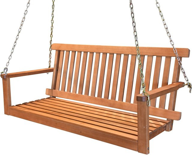 Garden Pleasure Hängebank Columbia 2-Sitzer aus geöltem Eukalyptus-Holz in Braun, B/T/H: 130 x 56 x 63 cm - Bild 1