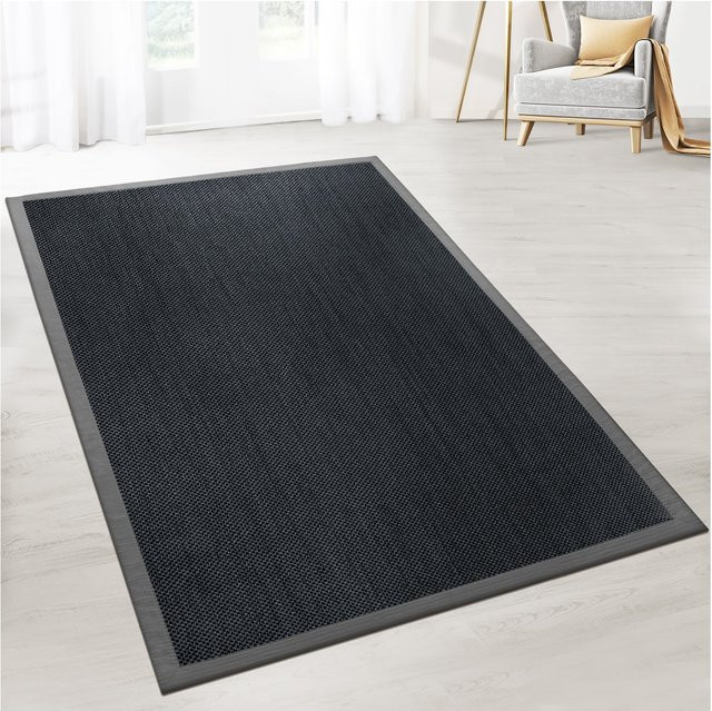 karathomeliving Sisal Teppich Tiger-Eye mit Bordüre in Grau DC-261 - Bild 1