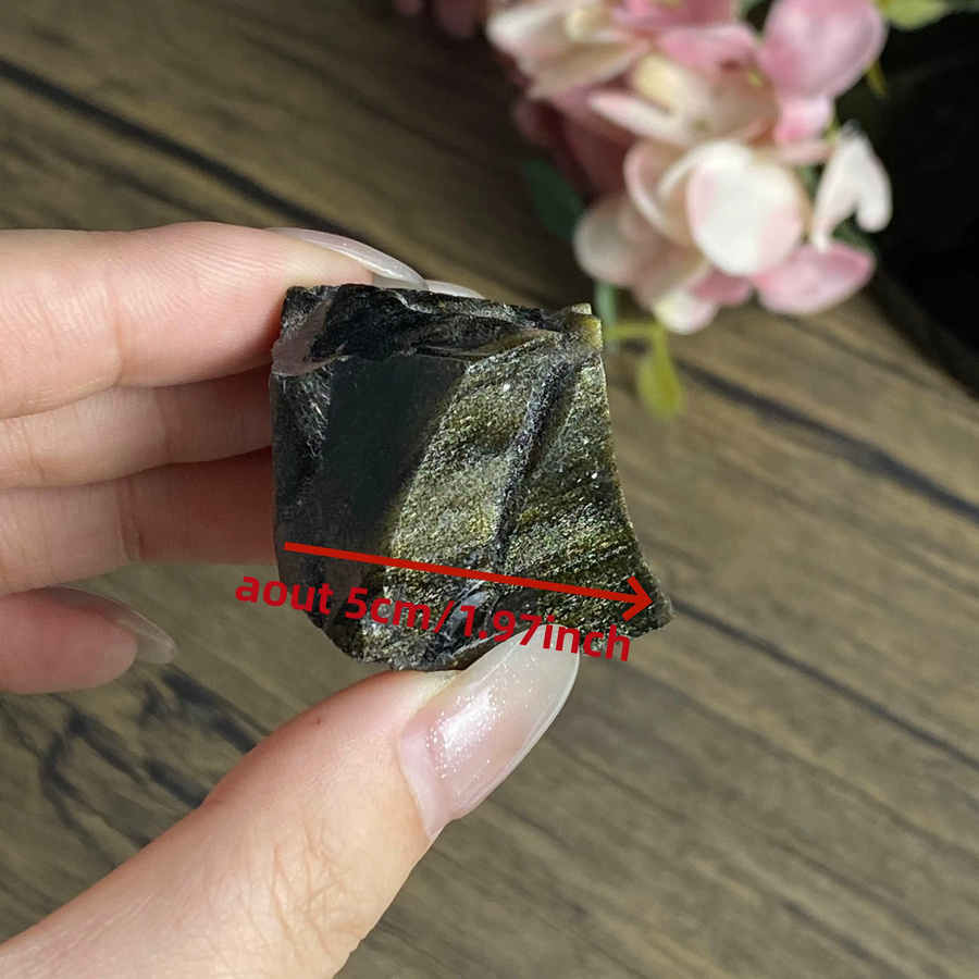 CrystalHola Goldener Obsidian Rohstein in Gold und Schwarz, getrommelte Kristalle für die Schmuckherstellung - Bild 3