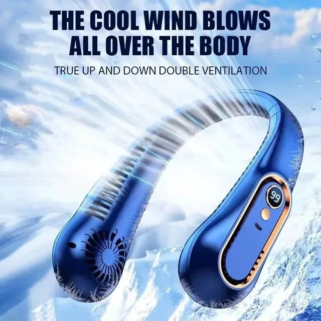 VIKEFON Halsventilator ohne Rotorblätter, Mini, Weiß, USB-aufladbar, leise mit Digitalanzeige und 5 Leistungsstufen - Bild 1