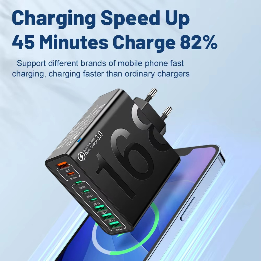 150 W USB-C PD Schnellladegerät in Weiß für iPhone, Samsung, Xiaomi und Huawei mit EU/US/KR Stecker - Bild 2