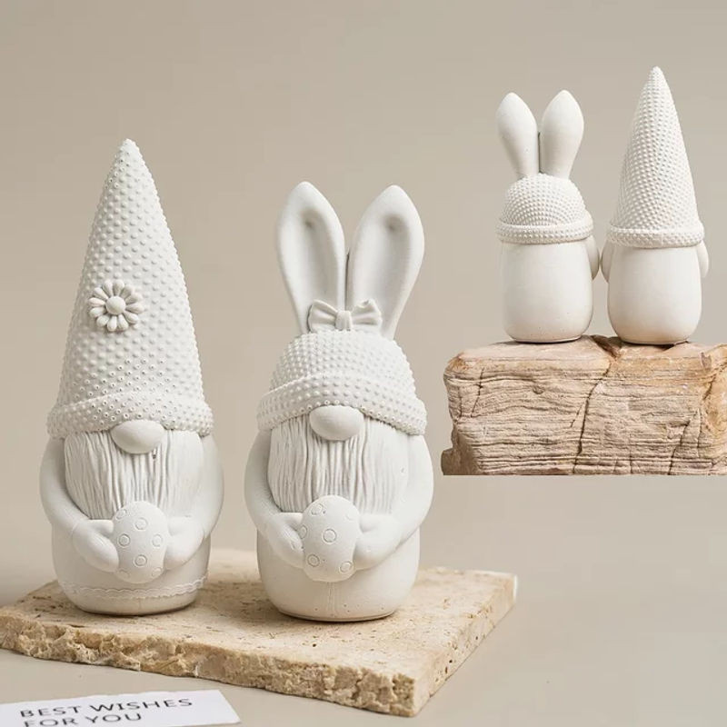 UDOCOOL Silikon Form für Ostern Kerzen mit Hase und Ei zur DIY Gestaltung von Gips- oder Harz-Ornamenten in Weiß - Bild 1
