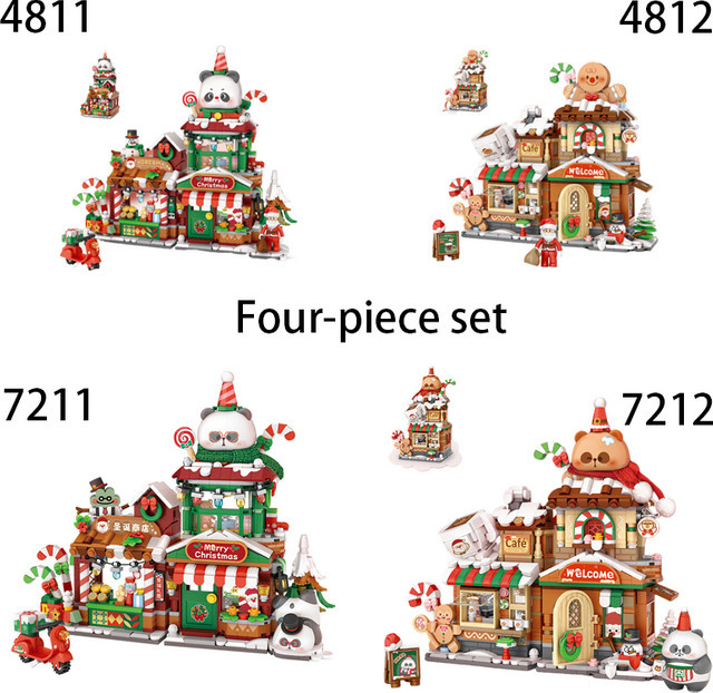 LOZ Weihnachten Panda Lebkuchenhaus, Bausteine Spielzeug Set - Bild 1